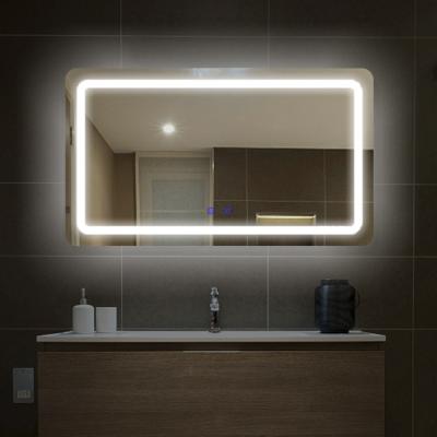 China Wall Hanging Light Square Shape Smart LED Mirror With Fog Light For Bathroom Bedroom for sale