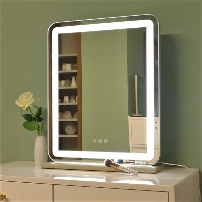 China Illuminated Square LED Mirror Table Type For Makeup Bedroom for sale