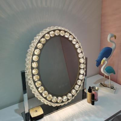 China Makeup Mirror LED Style Design Desktop Illuminated Crystal Type For Commerical Application Villa Bedroom Luxury for sale