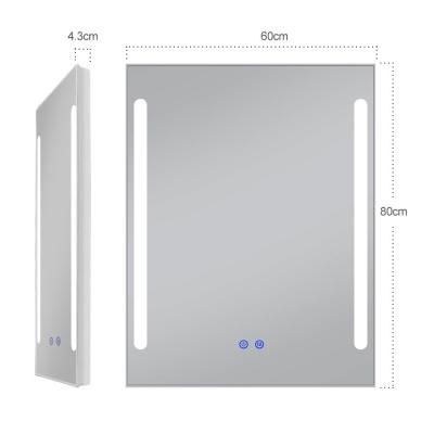 China Illuminated Wall Hanging Type Square Shape Smart LED Mirror For Hotel Bathroom for sale