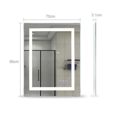 China CNC666D Square Shape Wall Hanging Design LED Illuminated Smart Mirror For Hotel Bathroom for sale