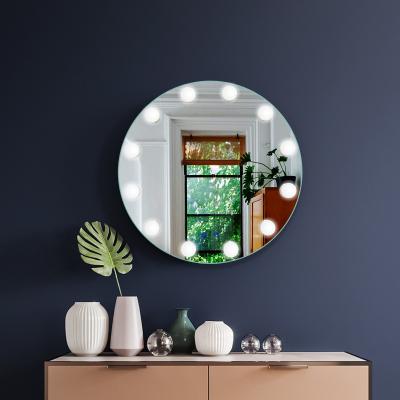 China Illuminated Smart LED Wall Hanging Makeup Mirror with Bulbs for Bedroom for sale