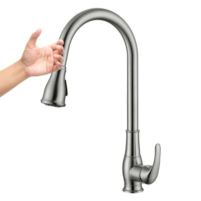 China Sense Faucets New Arrival 304 Stainless Steel Touch Sensor Control Kitchen Room Faucet With Pull Down Hot Cold Water for sale