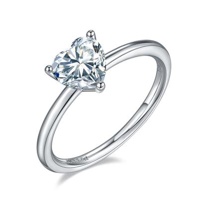 China GRW40108 CLASSIC S925 Ring Group Inlaid Imported Moissan Women's Heart Shaped Diamond Love 1 carat Diamond Ring Proposal Engagement Ring for sale