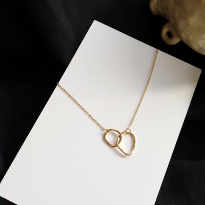 China Simple Geometric Double Ring Girlfriend Clavicle Chain of Simplicity Creative Irregular Necklace GNL40012 for sale