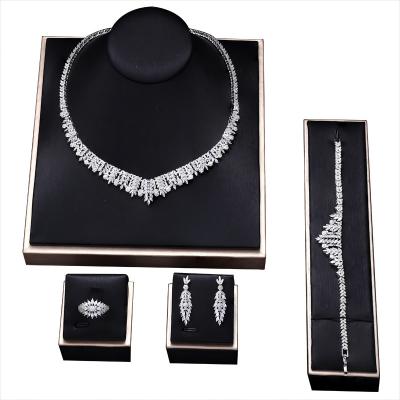 China Fashion EJS20007 CLASSIC Shiny Zircon 4 Sets Banquet Jewelry Set Bride Wedding Female for sale