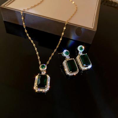 China Yjs50237 FASHION jewelry sets 925 silver jewelry earrings necklace set earrings set for women jewelry green earring 2021 for sale