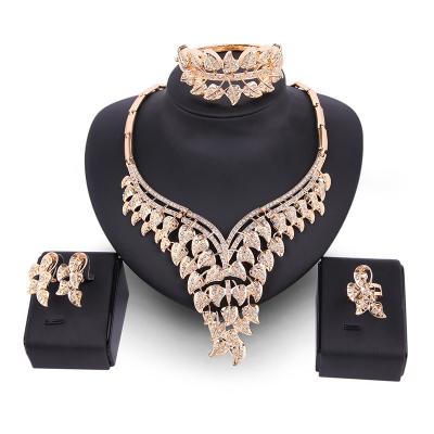 China MJS30025 Ethnic Plated Jewelry Gold New For Girls Women Fashion Elegant Gift Necklace Earring Party Wedding Jewelry Sets for sale