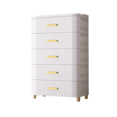 China Bathroom 45 CM Light Luxury Stripe Shelf Room Shelves Store Office Plastic storage cabinet Household Collapsible Drawer Cabinet for sale