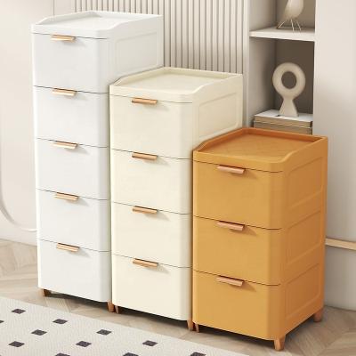 China Modern 35CM Plastic Imitation Leather Grain Drawer Storage Cabinet Modern Home Furniture Living Room Plastic Organizer Box for sale