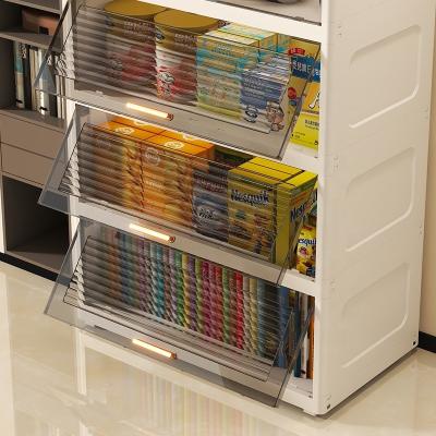 China Modern 60 CM Width Double Door Hanger Clamshell Transparent Cabinet 2/3/4/5 Shelf Organizer Strong Structure Plastic Storage Cabinet for sale