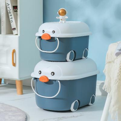 China Bathroom Cartoon Penguin Design Storage Box  Plastic Toys Clothing Storage Container Sundries Kids Toys Storage Bins for sale