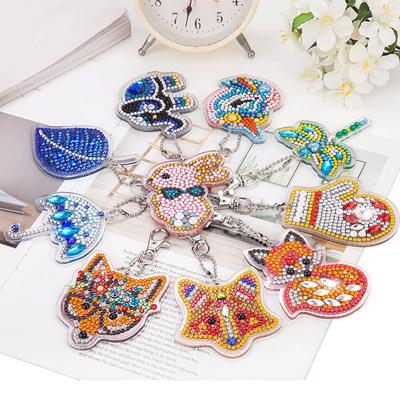 China Diamond Painting DIY Diamond Key Chain Pendant Accossories Diamond Painting Animal Keychain for sale