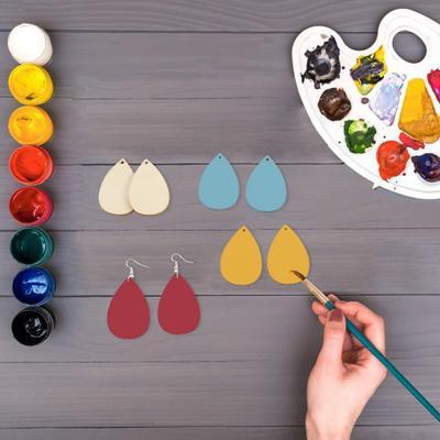 China Wooden Jewelry Making DIY Wood Drop Painting Earrings For Women for sale