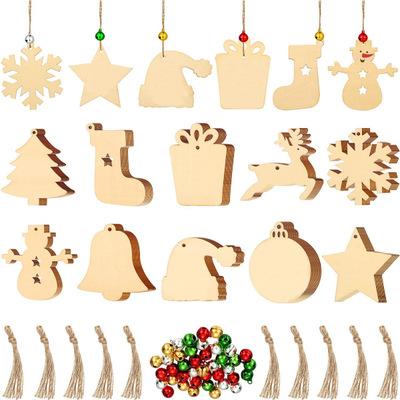 China Europe Laser Cut Christmas Ornaments Wooden Tree Hanging Tags Embellishments Crafts Pendant Decor For Christmas Tree Holiday Decoration for sale