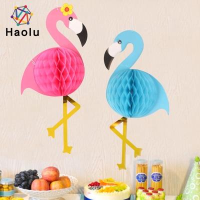 China Decoration Party Decorations Hanging Flamingos Paper Honeycombs Open For Summer Party Supplies for sale