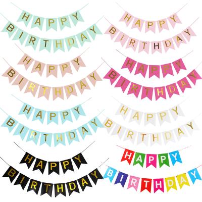 China Paper Bunting Supplies Happy Birthday Banner Baby Shower Banners Flags Child Birthday Party Supplies for sale