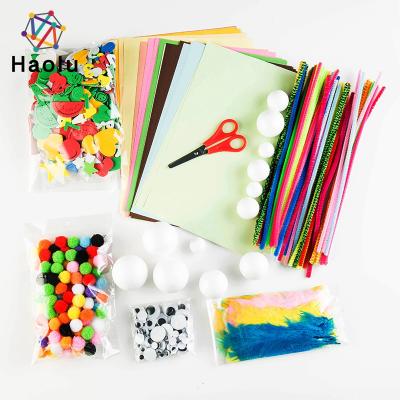 China Diy Craft Kits Haolu Craft Supplies Set which includes Pipe Cleaners Chenille Stem, Pompoms, Googly Eyes, Feathers, Foam for School Art Projects for sale