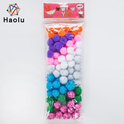 China Festival Various Colors Polyester Pompom Plush DIY Decoration Multicolor Pompom Ball Craft For Party Festive Activities for sale