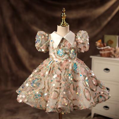 China 2022 Breathable Bridesmaids Dress Kids Applique Beading Ball Gowns Baby Dresses Vintage Spanish Girl Boutique Party Clothes for sale