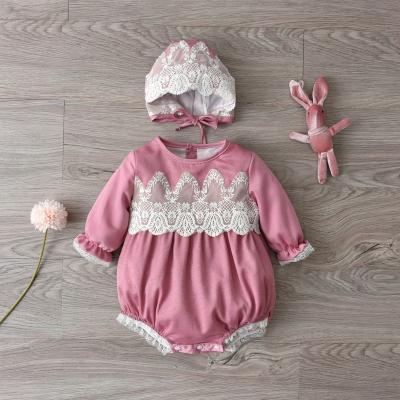 China New Style Polyester/Cotton Spanish Kids Clothes Set Baby Romper With Hat Baby Spain Lace Jumpsuit Cotton Coating Ready To Ship for sale