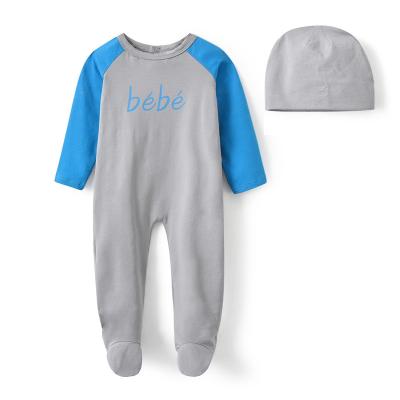 China Baby Boy 100% Cotton Long Sleeve Rompers With Winter Newborn Cotton Hat Autumn Infant Babygrows Sleepwear Factory Clearance for sale