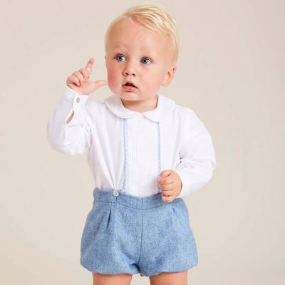 China ENGLAND STYLE Autumn Boys Spanish Style Clothes 2021 Set Baby Long Sleeve Cotton Tops Woolen Shorts Kids Boutique Spain Outfits for sale