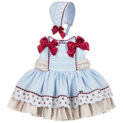 China New Summer Breathable Style Girls Spanish Dress Kids Boutique Dresses With Hat Baby Smocked Clothes Set In Stock Now for sale