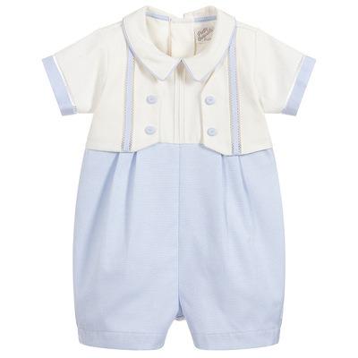 China 100% Newborn Baby Boy Cotton Rompers Summer Gentleman Bubbles With Peter Pan Collar Toddler Boutique Romper Bithday Clothes for sale