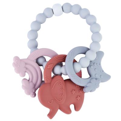 China Bpa Free Non-Toxic Wholesale Cute Ring Silicone Baby Chew Sensory Teethers Moon Shape Bracelet Soft Toys for sale