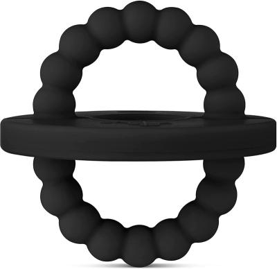 China Best Sellers in Baby Teether Toys Hot Sale Amazon Silicone Black Gray Teether Toy Soft Chewable Teether Ring for 0-12 Month Baby for sale