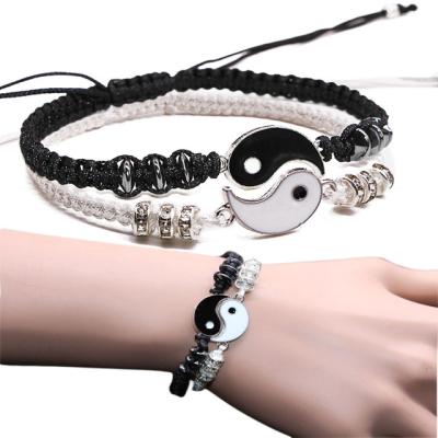 China The Other Newest Couples Alloy Braided Bracelet For Gift Ying Yang Adjustable Woven Handmade Bracelet for sale