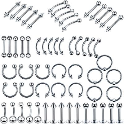 China Advance Eco-friendly And Nickel Plating Free Product New 60 Pcs Anti-allergic Stainless Steel Belly Ear Jewelry Mixed Packaging Set for sale