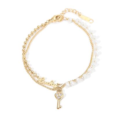 China Unique BOHEMIA Summer Style Gold Plated Non Tarnish Stainless Steel Good Luck Bracelet Women Chain Jewelry for sale