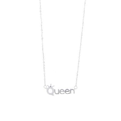 China 2021 Novel Lead Design Zircon Queen And Nickel Free Anti-allergic Pendant Eco-Friendly 925 Sterling Silver Necklace With Letters for sale