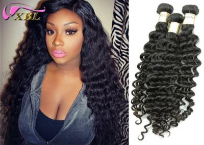 China Deep Wave Indian Remy Hair Extensions No Tangle And Shedding Natural Black Colour for sale