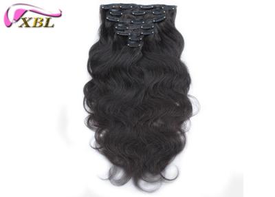 China Peruvain Human Clip In Hair Extensions For Black Women Black Long Body Wave for sale