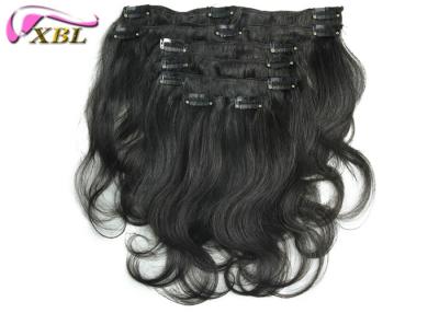 China Unprocessed Natural Human Hair Extensions Black Clip In Hair Weave Body Wave 7 Pieces / Pack for sale