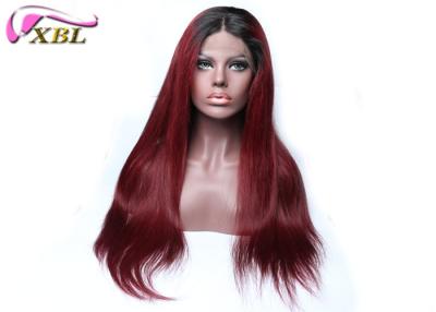 China Long Straight Ombre Colored Natural Human Hair Lace Front Wigs Color 1b/99j 150% Density for sale