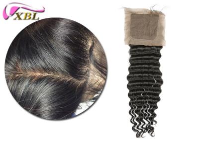 China Double Swiss Lace Silk Base Full Lace Closure No Tangle & Shed Brazilian Deep Wave Style for sale