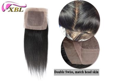 China Gerades brasilianisches Jungfrau-Haar-Silk niedrige volle Spitze-Schließung mit Baby-Haar-Brown-Farbe zu verkaufen