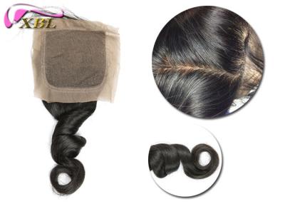 China 4x4 Size Silk Base Closure Not Bleached Knots Brown Lace To Match Head Color for sale