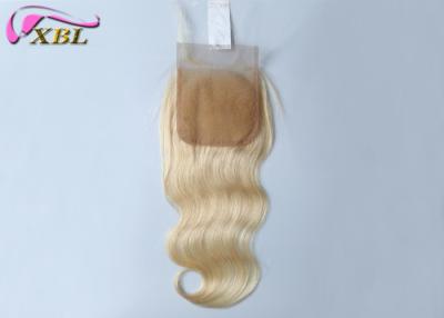 China Schließungs-blonde Farbe der Spitze-4x4 mit dem Baby-Haar 12 Zoll Körper-Wellen-für schwarze Frau zu verkaufen