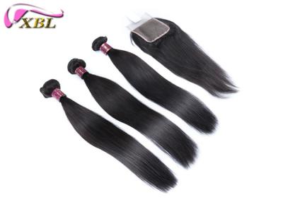 China Silky Straight Brazilian Virgin Hair With Closure Double Layers No Shedding No Lice Health for sale