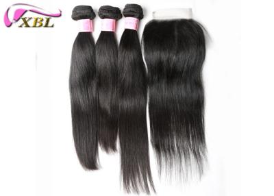 China Peruvian Body Wave Hair Bundles With Closure Virgin Straight Hair Jet Black for sale