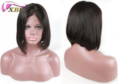 China Middle Part Short Lace Front Human Hair Bob Wigs With Clips Inside for sale