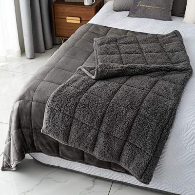 China Anti-pilling Wholesale Heavy Blanket Sherpa Shear High Quality Weighted Blanket Throw Bed Blanket Plush Flannel Fleece For Winter Plaid for sale