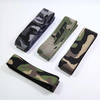 China GINYI Eco-friendly Logo Jacquard Camouflage Stretch Webbing Elastic Manufacturer Customized Elastic Band Belt For Underwear for sale