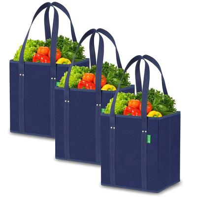 China Reusable Collapsible Foldable Handled Grocery Box Bags, Heavy Duty Tote Set with Extra Long Handles and Reinforced Bottom for sale