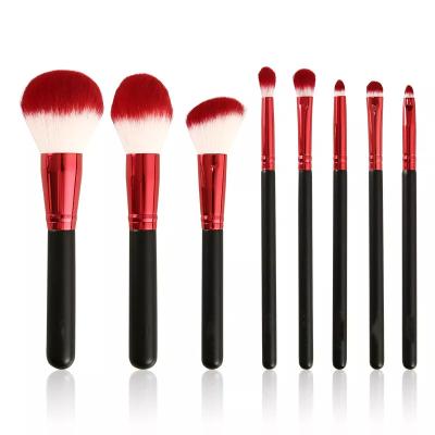 China Angular Blush Beauty Tools 8pcs Cosmetic Brush Aluminum Tube Fiber Electroplating Brush Make Up Brushes Set for sale